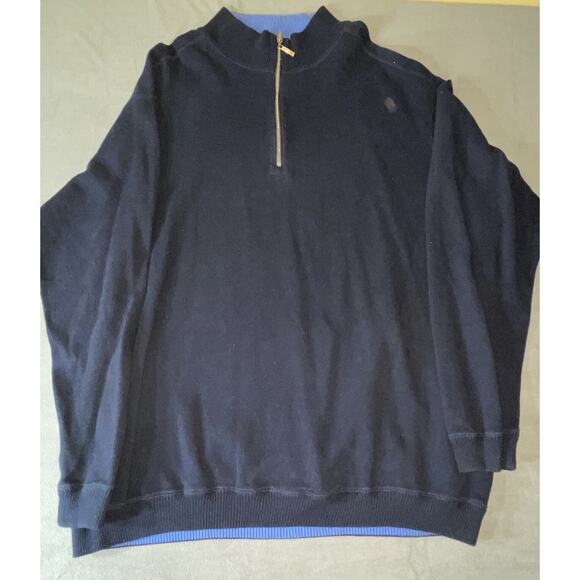 THE FOUNDRY MENS 3XLT NAVY 1/4 ZIP SWEATER 100% COTTON - Picture 1 of 9